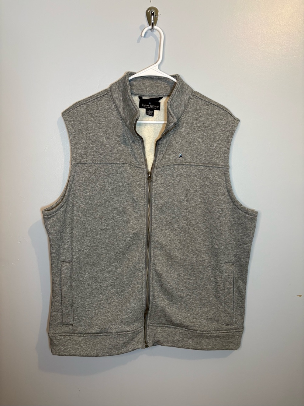 Tailor Vintage Men's Large Heather Grey Sleeveless Full-Zip Vest Gorpcore Active